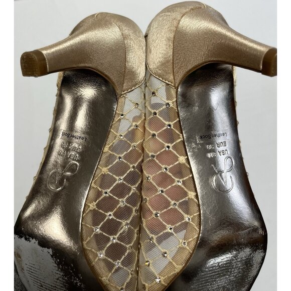 Sexy Women's Size 8 Cream/Sheer/Jewels Peep Toe Pumps 🤩 - Picture 9 of 11